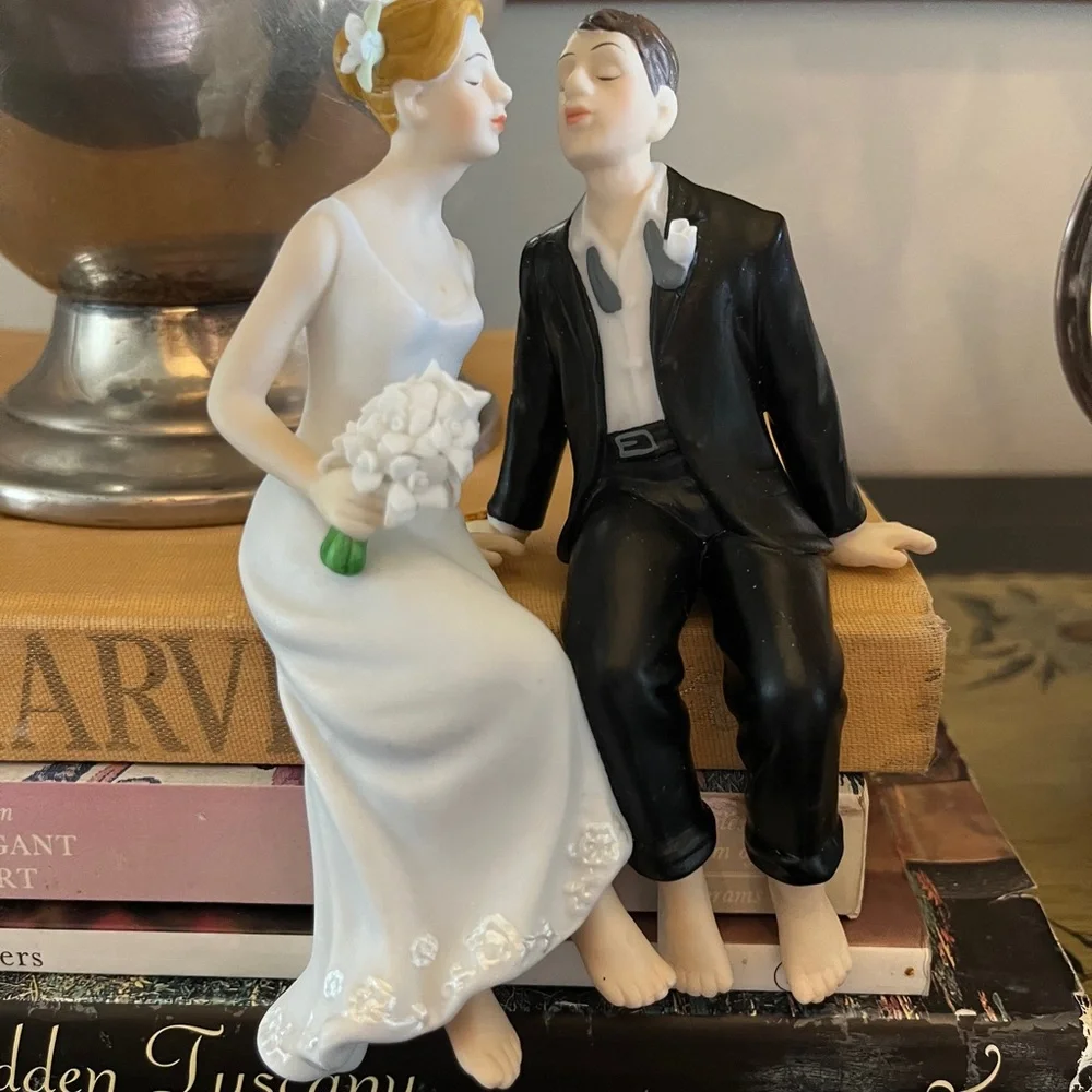 Charming Bride and Groom Cake Topper
